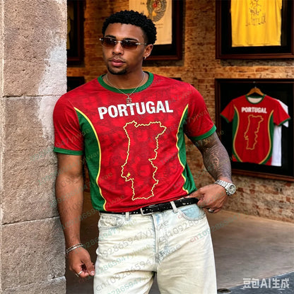 Portugal Soccer Jersey Red Football Fan T-Shirt Fashion Casual Streetwear Top Breathable Sportswear Summer Men Women T-Shirts