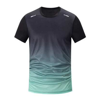 1/2/4/6-piece Men's Seasonal Sports Style Gradient Quick Drying Multi-color Short Sleeved Top Casual Running Black Shorts Set
