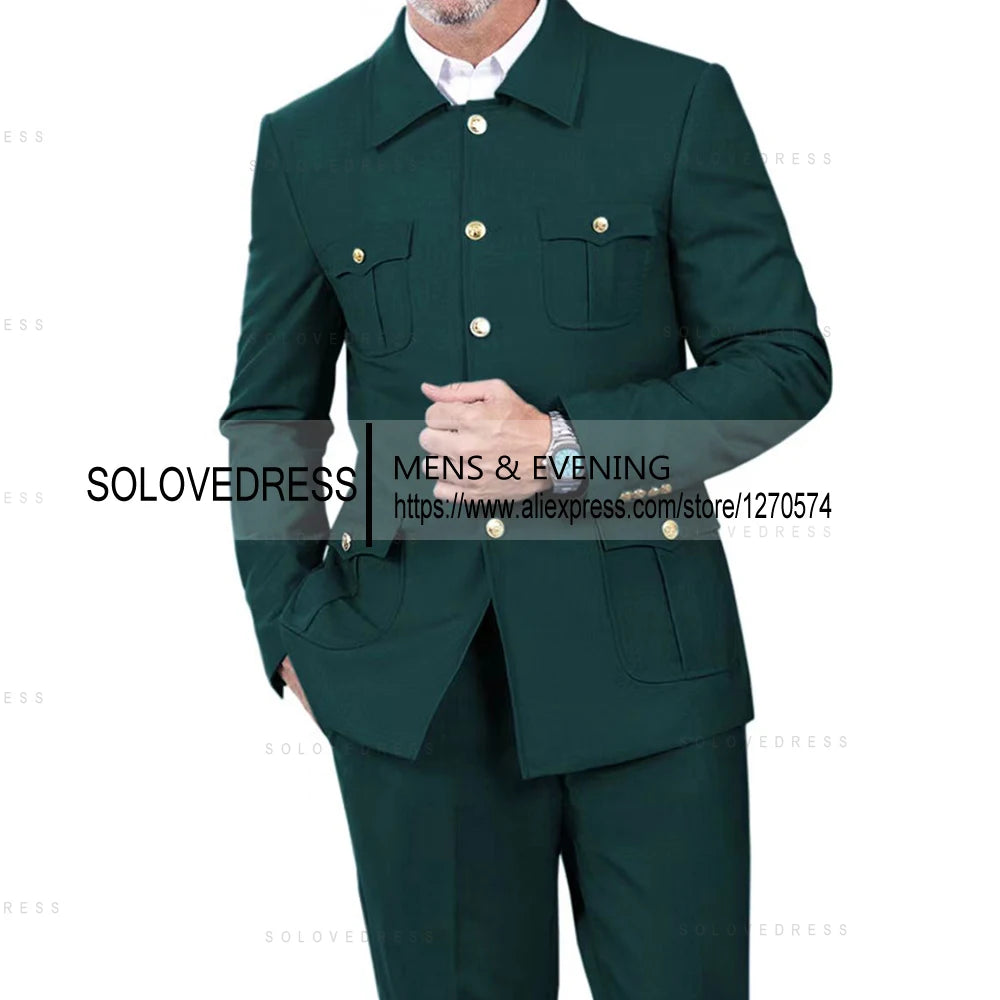 2 Pieces  4 Real Pockets Single Breasted  Slim Fit  Men's Formal Suits Groomsmen Wedding Tailored Fit (Blazer+Pants)