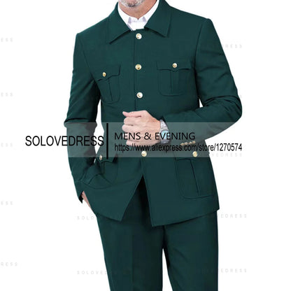 2 Pieces  4 Real Pockets Single Breasted  Slim Fit  Men's Formal Suits Groomsmen Wedding Tailored Fit (Blazer+Pants)