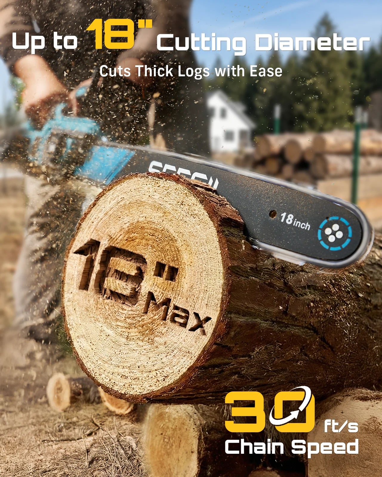 Seesii 40V 18Inch Cordless Electric Saw 2200W Brushless Chainsaw With Automatic Oiler  Garden Woodworking Cutting Tool For Makita 18v Battery pin