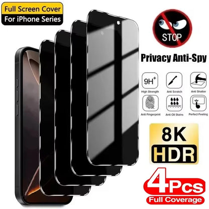 1-4pcs Anti Spy Tempered Glass for iPhone 17 16 15 14 Pro Max 16 15 14 Plus 13 12 11 16e 17Air XR XS Full Cover Screen Protector