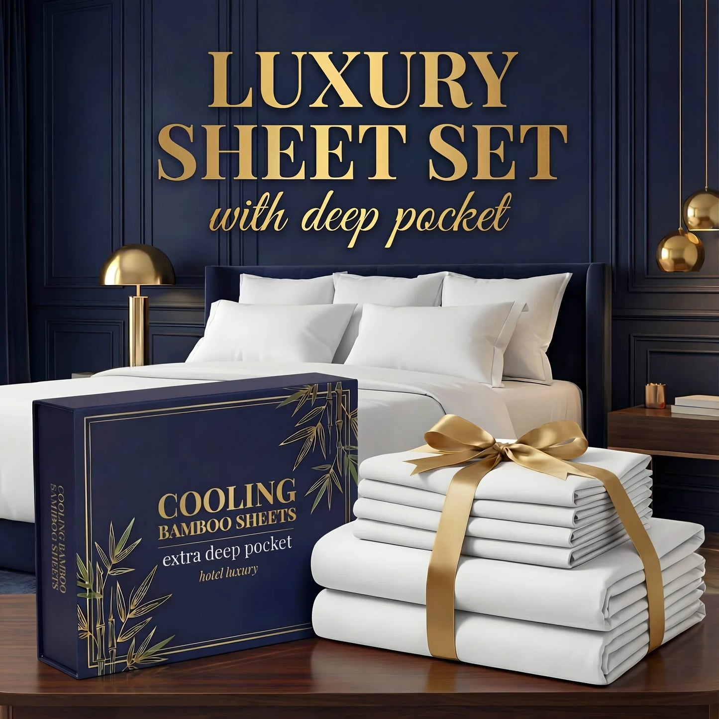 3pcs/ 4pcs Bamboo Cooling Bed Sheet Set -14"Deep Pocket, Shrink-Resistant, Fade-Resistant, Skin-Friendly Bedding Set With 1or2 Pillowcases, 1 Flat Sheet, 1 FittedSheet, Cozy Comfort