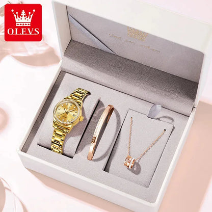 OLEVS 7003 Women Automatic Watch Waterproof Luminous Calendar Mechanical Ladies Wristwatch Steel Strap Luxury Watch Women
