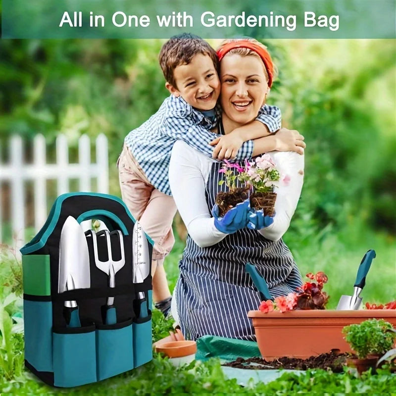 7-piece durable metal gardening tool set with rust-resistant stainless steel and aluminum alloy, suitable for gardening care han