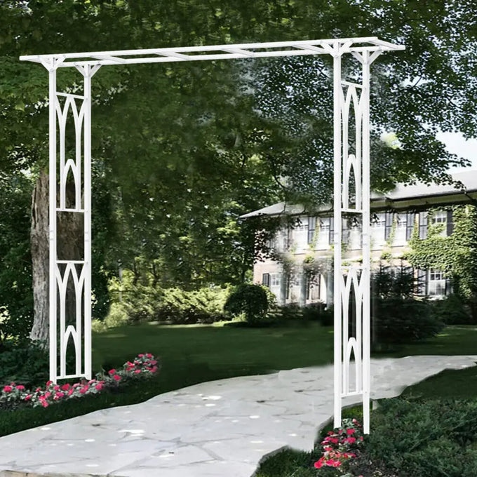 White Metal Garden Arbor — product image