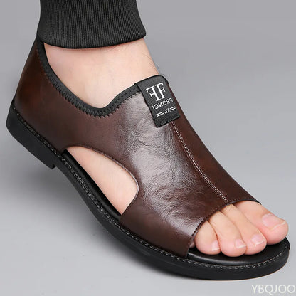 2025 Roman Sandals Summer new Men's Shoes Casual anti-skid driving leather shoes Breathable trendy soft soled Male sandals Homme