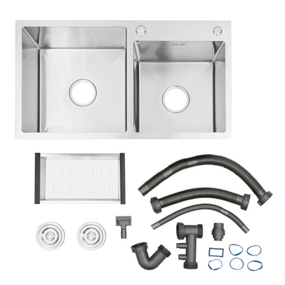 Stainless Steel Double Sink Wash Dishes With Drainer Deep Hidden Sink Bathroom Kitchen Accessories Household Items