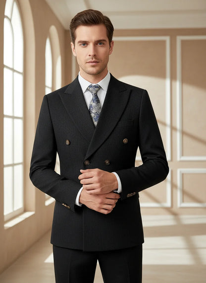 ST Cassy dark blue high quality luxury men's suit 2 piece set wedding groom suit for Men Stylish Business office suit