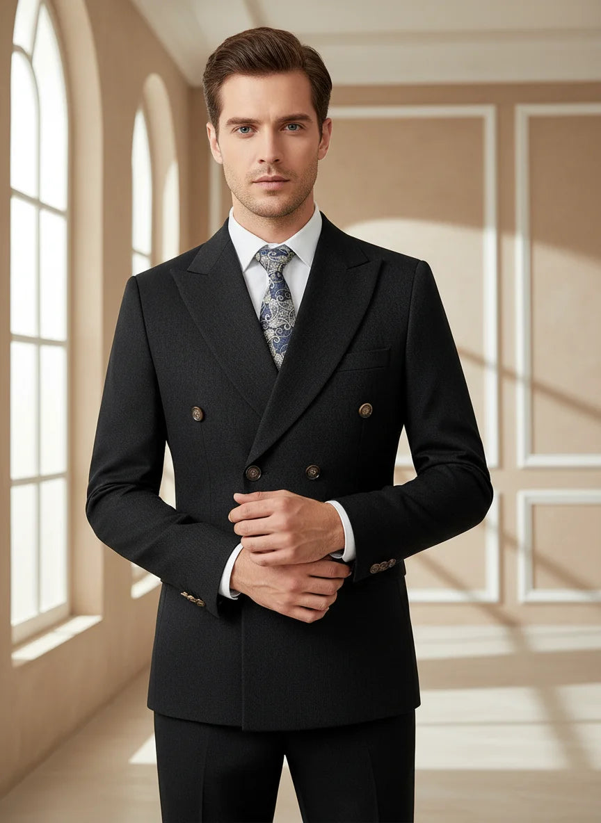 ST Cassy dark blue high quality luxury men's suit 2 piece set wedding groom suit for Men Stylish Business office suit