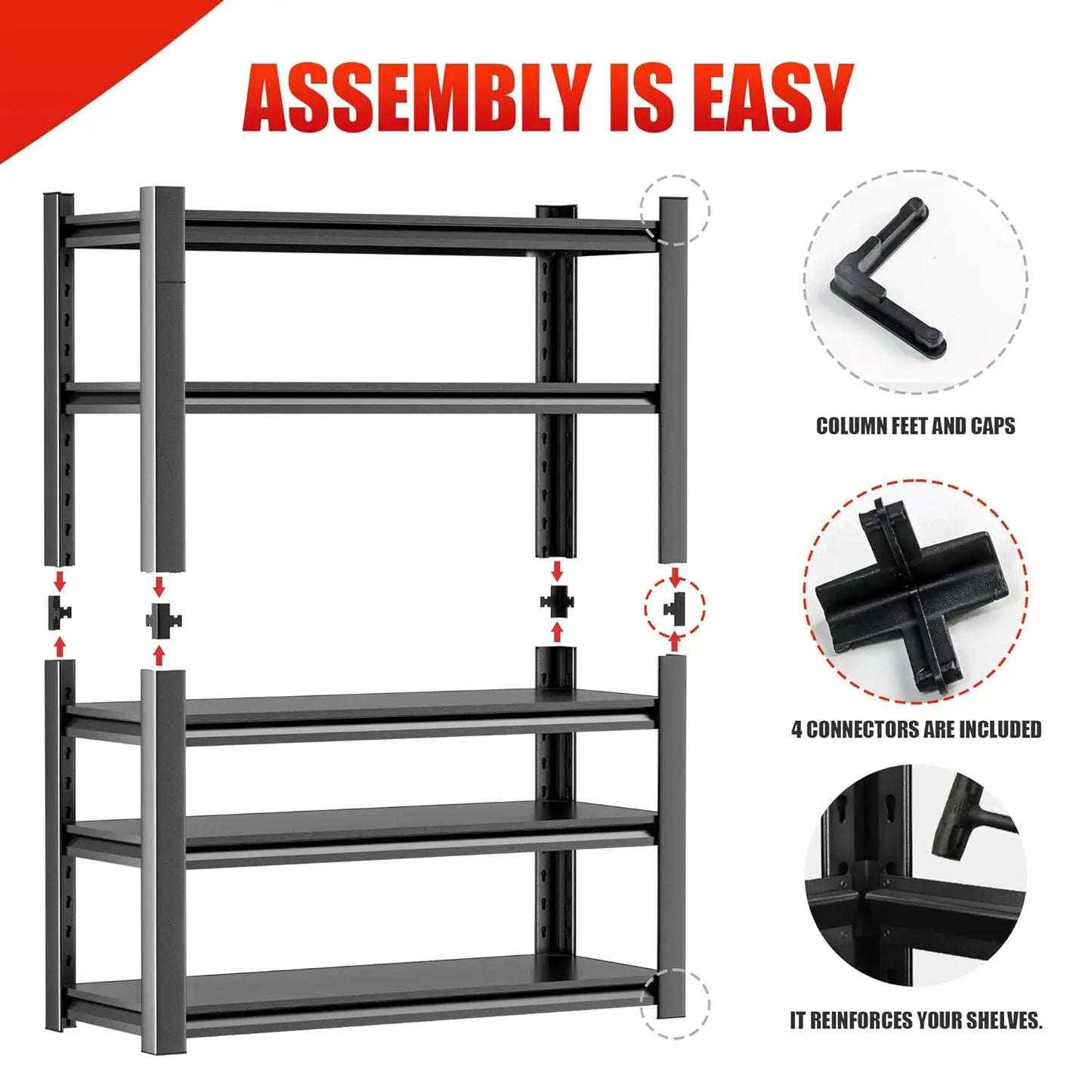 Heavy Duty Garage Shelving 24" D x48 W x72 H– Durable Metal Storage Shelf Organizer for Garage, Workshop, or, Customized