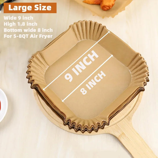 50 Pcs Non-Stick Air Fryer Liners 20cm, Pre-cut Parchment Paper for Healthier Cooking, Easy Clean Up