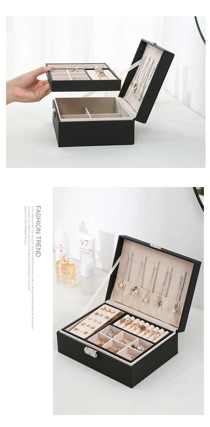 Organizer Box Double-Layer Jewelry Storage Box With Lock for Earrings, Necklaces and Other Accessories Organizing Box