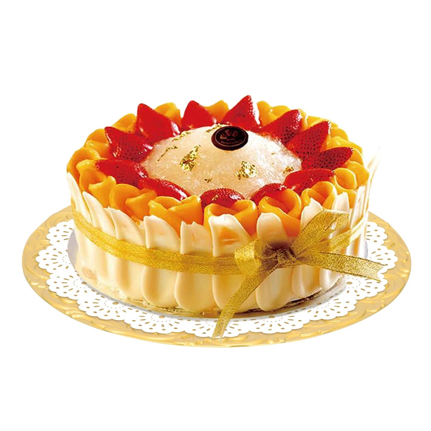 100-Pack Gold Charger Plates Set 12.9 Inch Embossed Round Disposable Serving Trays Christmas Wedding Party Decoration Plate ﻿