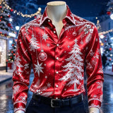 Men's Christmas Tree & Snowflake Shirt — view 9