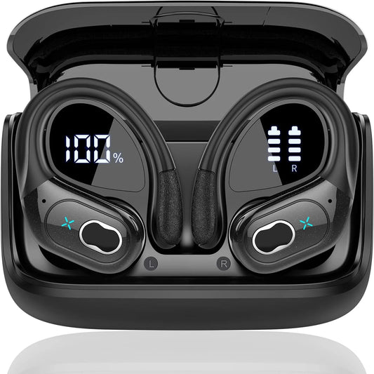 Wireless Earbuds 5.4 Bluetooth Headphones Sports Ear Buds with Earhooks 75H Playtime Wireless Headphones for Workout Waterproof