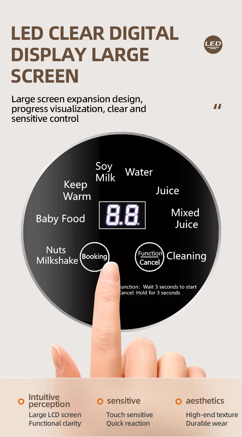 8-in-1 Multifunctional Automatic Nut Milk Machine&Coffee Maker, 40oz Auto Self-Cleaning Delay Start, Keep Warm Boil