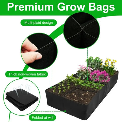 Garden Planting Bag Multi-gird Felt Growing Bag Rectangle Planting Nursery Pot Vegetable Tomato Potato Planting Container Plant