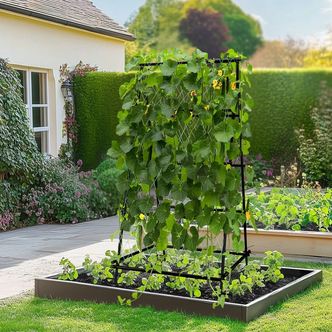 A-Frame Garden Trellis with Netting — product image