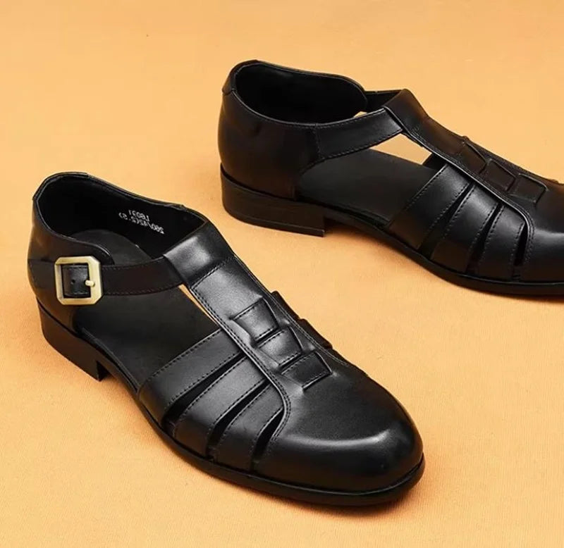 Summer Men's Sandals Leather Dress Shoes Outdoor Soft Pointed Formal Men Wedding Sandals Classic Light Slippers Sandals Sneakers