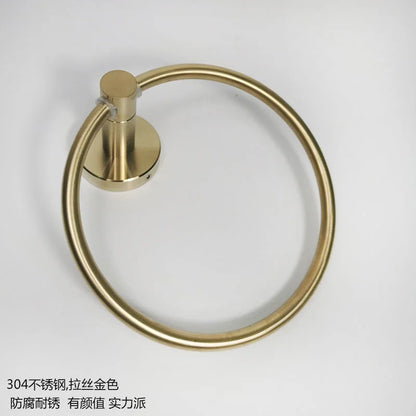 304 stainless steel brushed gold towel ring Bathroom Accessories Wall Mounted Polished Stainless Steel Towel Ring