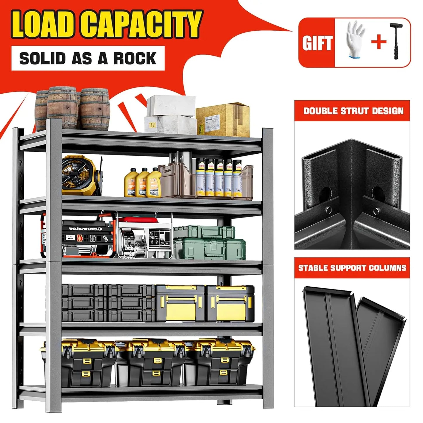 Heavy Duty Garage Shelving 24" D x48 W x72 H– Durable Metal Storage Shelf Organizer for Garage, Workshop, or, Customized