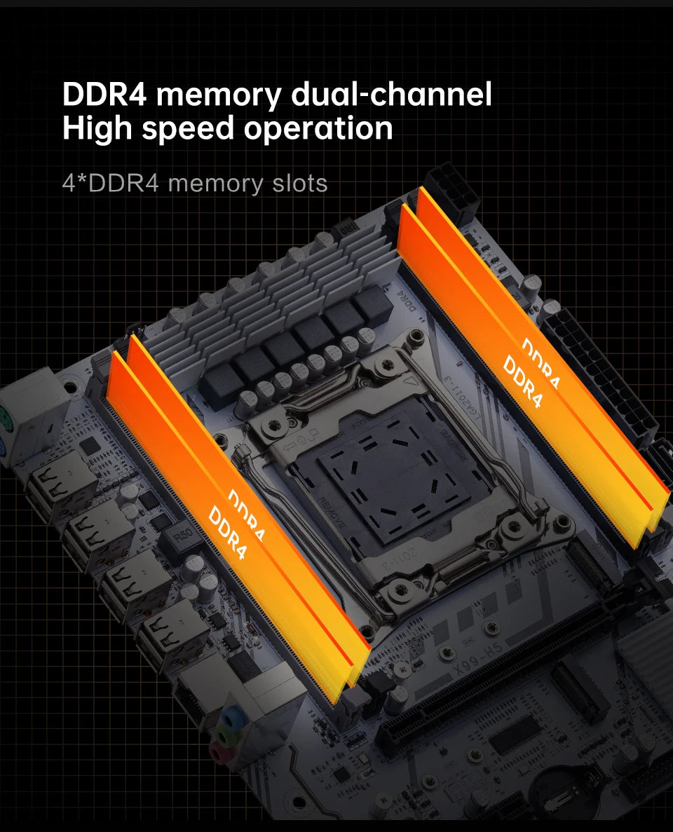 QIYIDA X99 Motherboard Set Kit LGA2011-3 Xeon E5 2680 V4 DDR4 16GB(2x8gb) PC4 SATA PCI16x3.0 NVME M.2 Gaming Computer