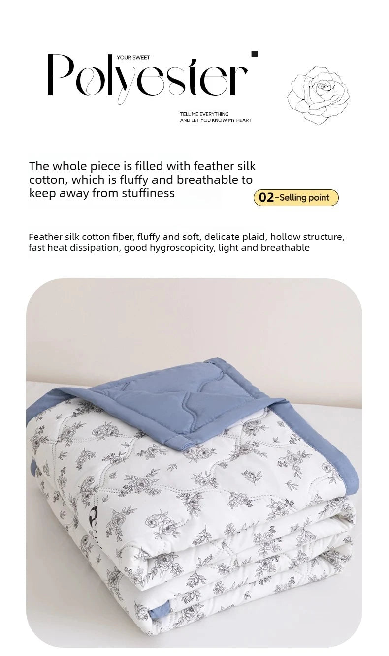 Washed cotton summer quilt skin-friendly grinding summer cool quilt printing student dormitory air conditioner quilt edredones colchas para niñas