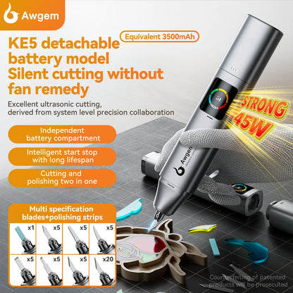 Awgem KE5 Handheld Ultrasonic Cutter Ultrasonic cutting knife DIY Electric Carving Tool for Plastic/Resin/3D Printing/Textile
