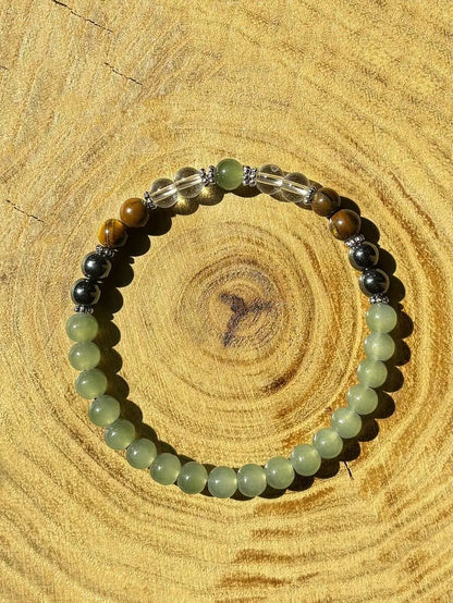 1pc Bohemian Style Tiger Eye Beaded Bracelet, Vintage Natural Stone Jewelry For Men And Women, Brings Luck And Wealth