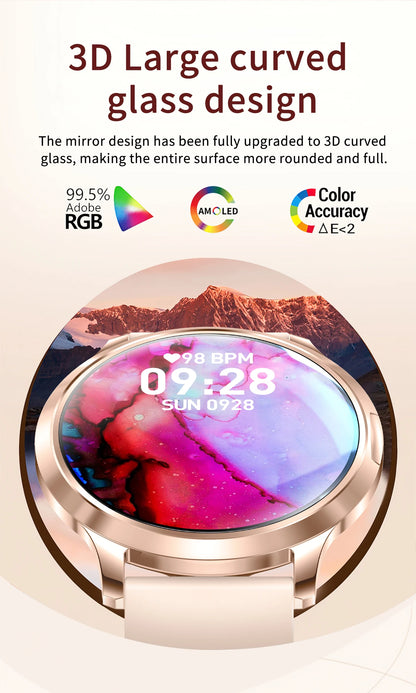 2026New Ultra-thin Women Smart Watch HD AMOLED Full Touch Screen Bluetooth Call Blood Pressure IP68 Waterproof NFC 7.3mm bracele