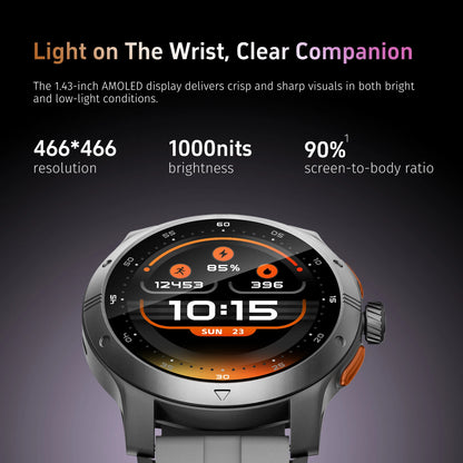 GTR5 Smart Watches AMOLED Bluetooth Call 1.43 inch Large Screen Men Sports Fitness Tracker Heart Rate Health Monitor Smartwatch
