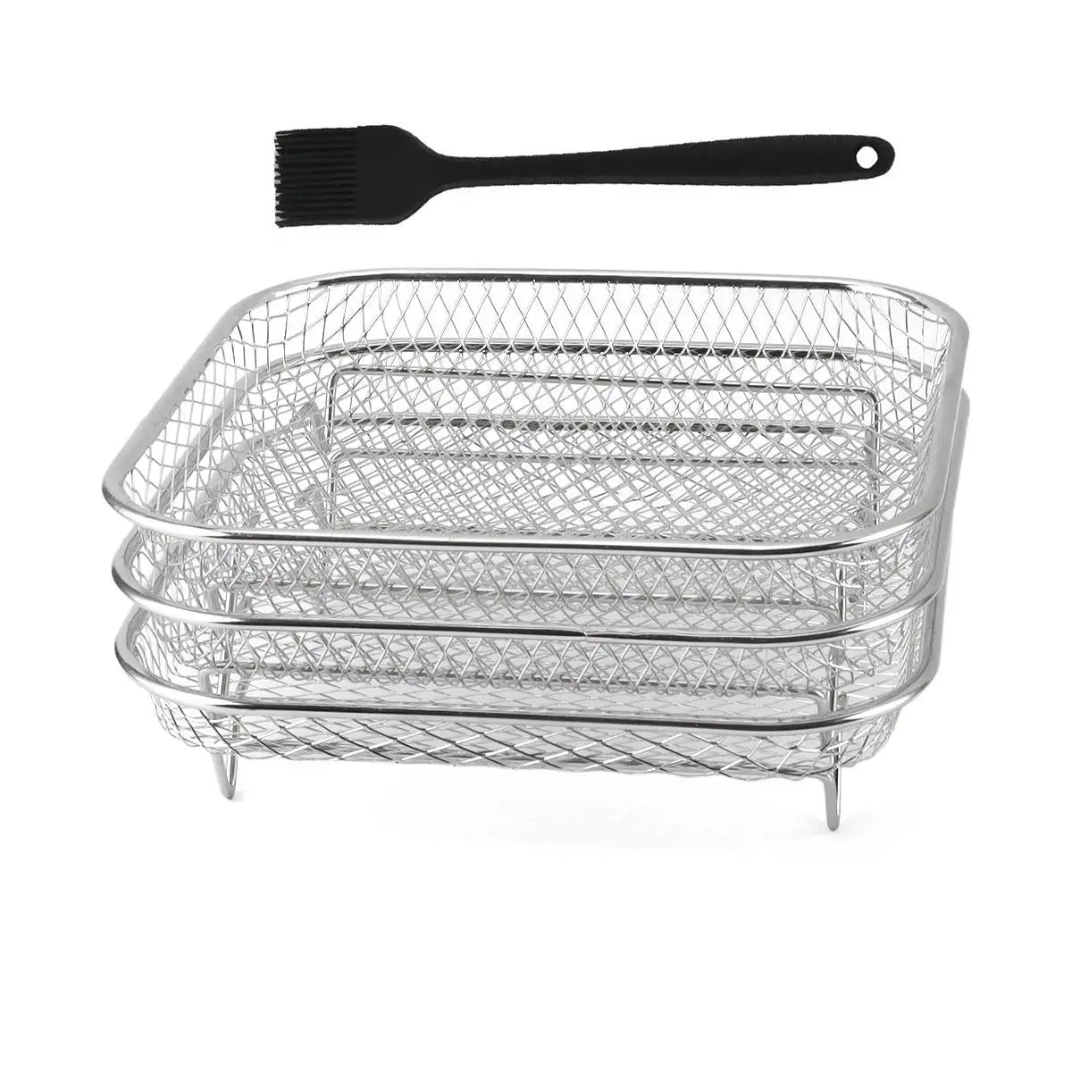 Air Fryer Rack Baking Tray Stackable Grilling304Stainless Steel Airfryer Oven Grill Steamer Cooker Kitchen Gadgets Cooking Tools