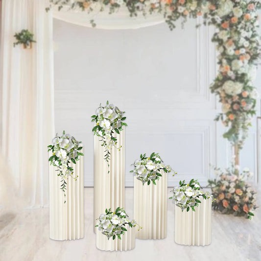 Wedding Centerpieces Cardboard Vases 5 Set of Flower Vase Flowers Stand for Party Tables Decorations Cardboard Column Vases
