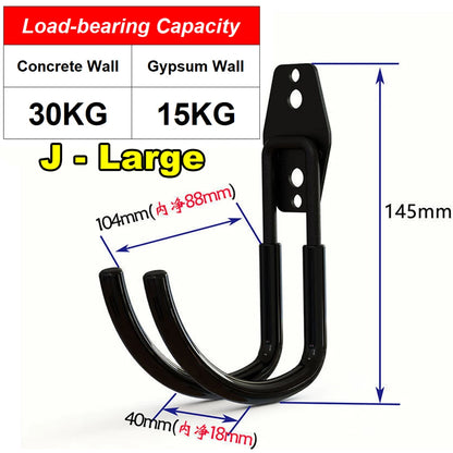 Heavy Duty Metal Hook Garage Organizer Steel Wall Mount Anti-slip Bicycle Hanger Hooks Ladders Bulky Items Storage Garden Tool
