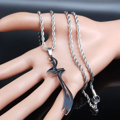 Arabic Sword Saudi Necklaces Stainless Steel Islamic Muslim Zulfiqar Imam Ali Swords for Men Islam Accessories Gift  Jewelry