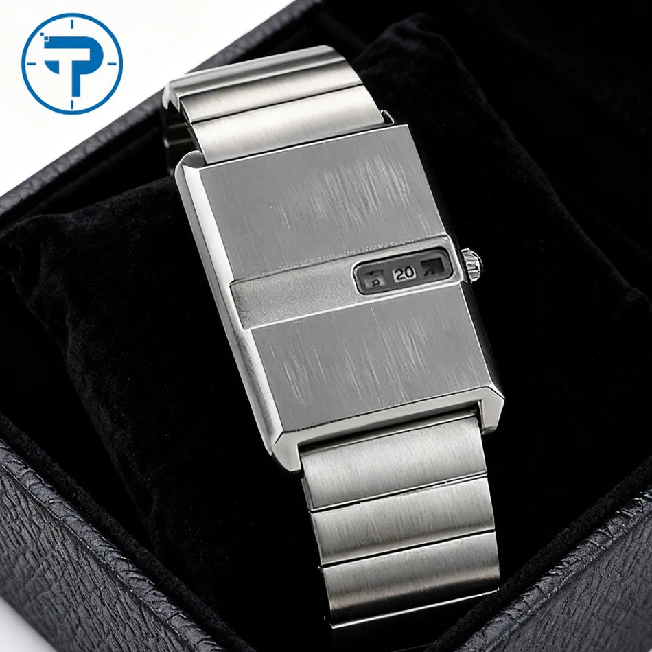 Square Sports Watch for Men Silver Stainless Steel Strap Luxury Brand New in Men's Watches High Quality Gifts Quartz Watch