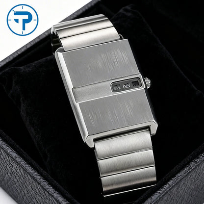 Square Sports Watch for Men Silver Stainless Steel Strap Luxury Brand New in Men's Watches High Quality Gifts Quartz Watch