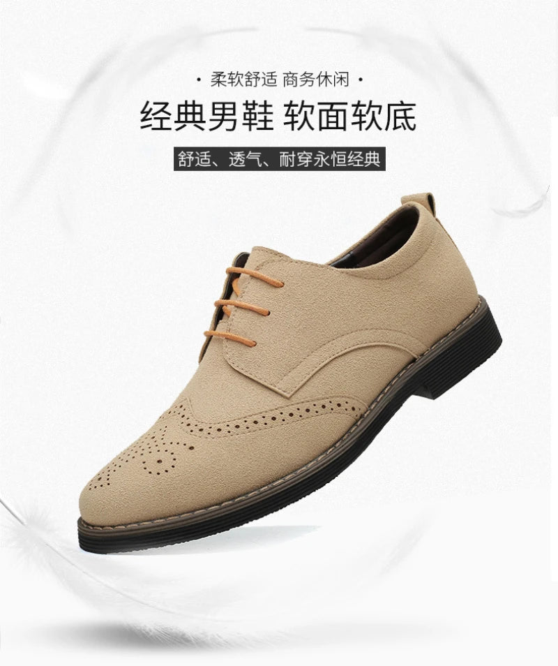 Mens Navy Blue Suede Wingtip Derby Shoes Classic Lace Up Formal Casual Dress Shoes For Business Wedding Office Wear British