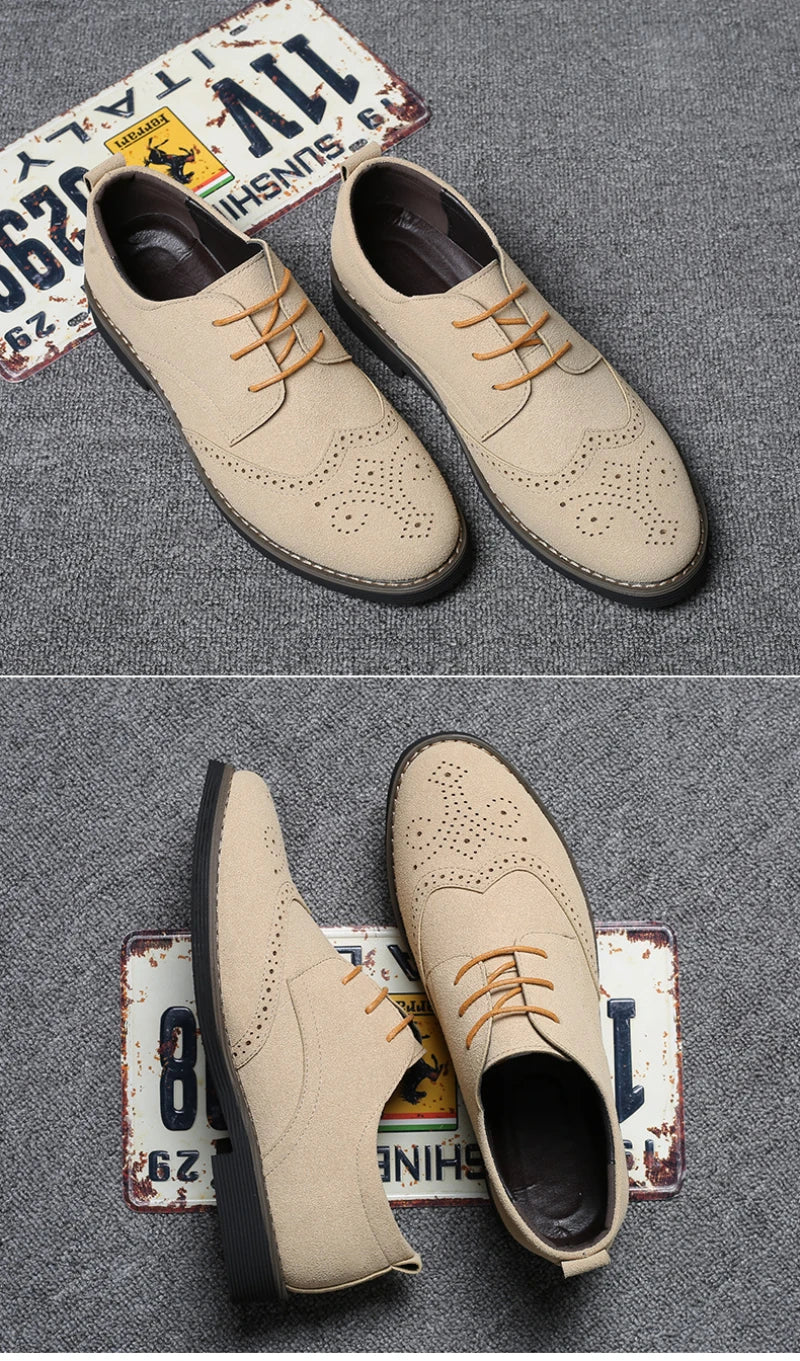 Mens Navy Blue Suede Wingtip Derby Shoes Classic Lace Up Formal Casual Dress Shoes For Business Wedding Office Wear British