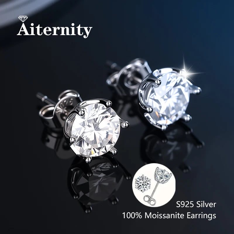 HOT Moissanite S925 Sterling Silver Stud Earrings For Women And Men With 2 Certificates Pass Diamond Test Pen Fine Jewelry