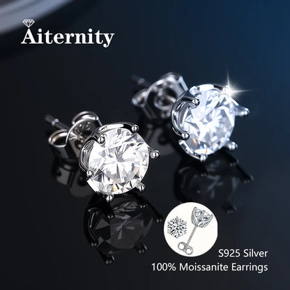 HOT Moissanite S925 Sterling Silver Stud Earrings For Women And Men With 2 Certificates Pass Diamond Test Pen Fine Jewelry