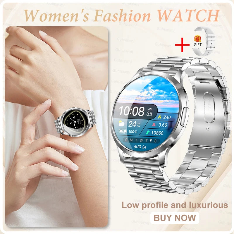 2026New Ultra-thin Women Smart Watch HD AMOLED Full Touch Screen Bluetooth Call Blood Pressure IP68 Waterproof NFC 7.3mm bracele