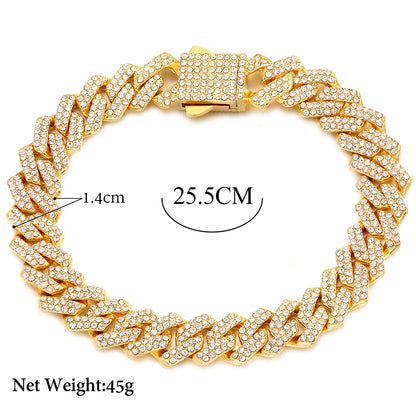 Bling Golden Cuban Chain Anklet For Women Girls HipHop Iced Out full Rhinestone Paved Cuban Summer Beach Anklet Bracelet Jewelry