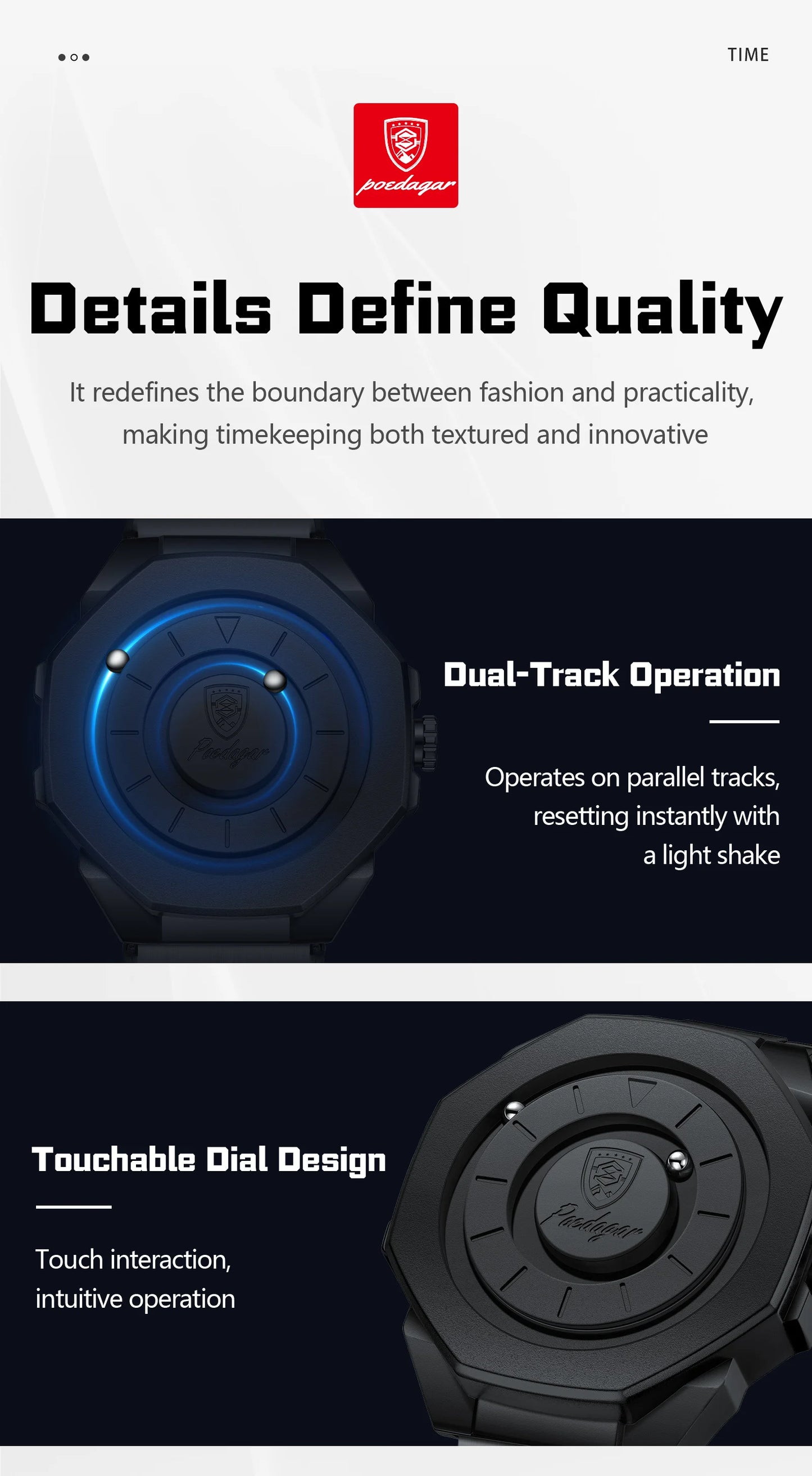 POEDAGAR Top Original Casual Watch For Men Waterproof Luxury Fashion Men's Clock Stainless Steel Man Wristwatch Quartz Sport+Box