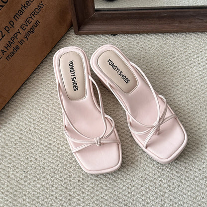 Sweet Butterfly Knot Design Women's Sandals Summer New Style Purple Slip-On Wedge Heel Outdoor Wearable Comfortable Slides