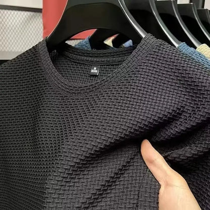 Ice Silk Mesh T-shirt Men's Short Sleeve Round Neck Tshirt Man Summer Half Sleeve Men Thin Solid Color Sports Tees Tops