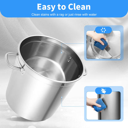 35/50/70L Soup Pot with Cover&Handles, Multi-functional Stainless Steel Stock Pot for Storing Liquid/solid Items