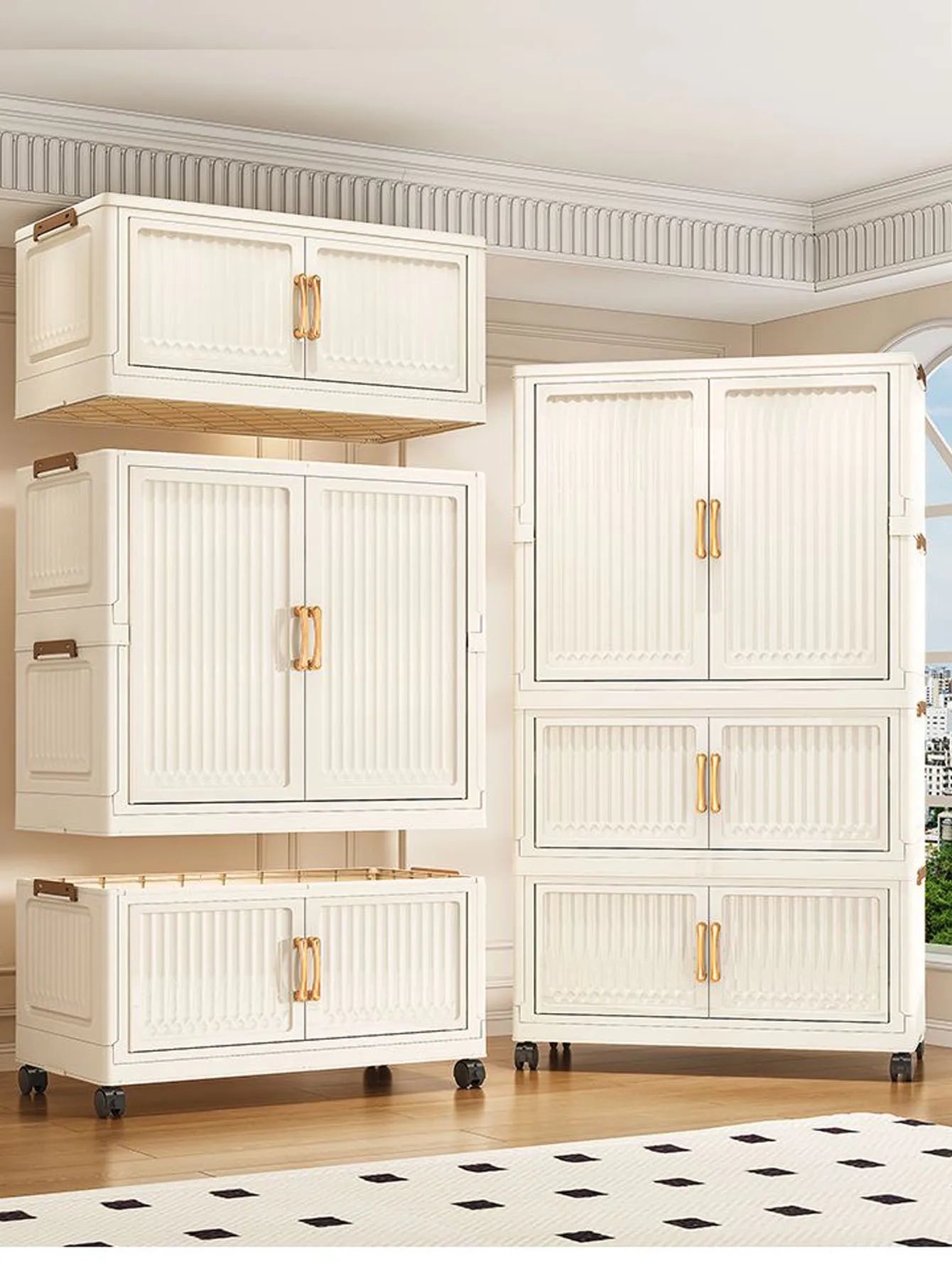 Large Capacity Dustproof Wardrobe Sundries Cabinet Multifunction Folding Storage Cabinet Locker Closet Organizer
