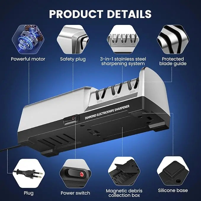 TAIDEA Professional Electric Knife Sharpener - 3-Stage System, Restore and Polish Blades Effortlessly Kitchen Sharpener